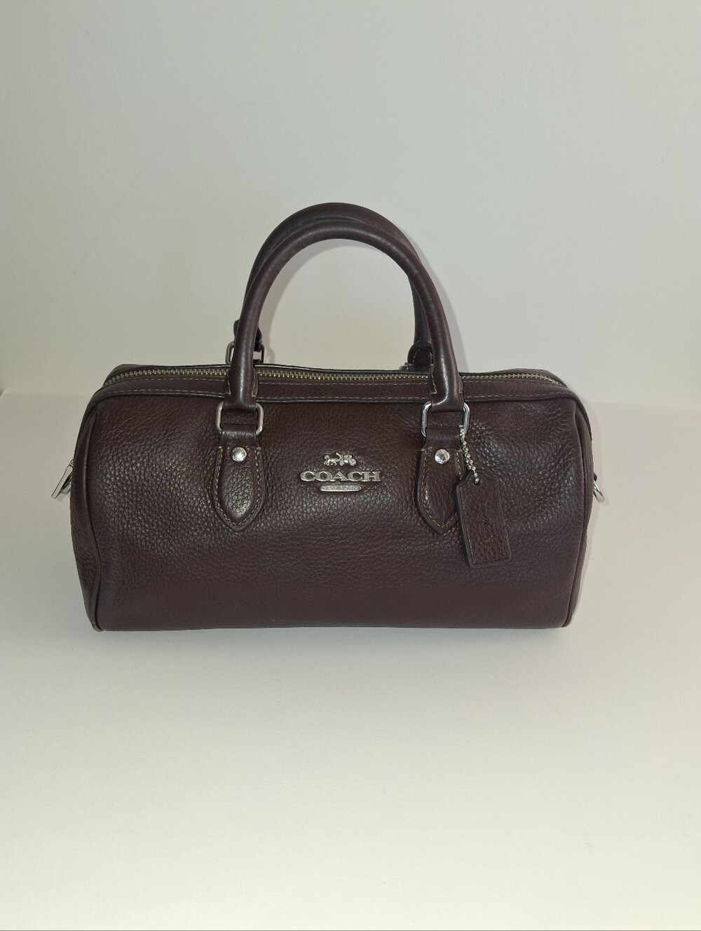 COACH "Rowan" Dark Brown Long Satchel  Pebbled Leather Bag